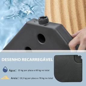 Conjunto de Pesos para Base de Chapéu de Sol de 4 Peças Base para Chap