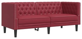 2 pcs conj. de sofás chesterfield couro artif. vermelho tinto