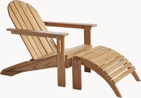 Cadeiras de jardim em madeira de teca artesanal Adirondack com banco, conjunto de 2