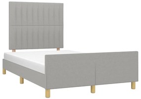 Estrutura de cama sem colchão 120x200 cm tecido cinzento-claro