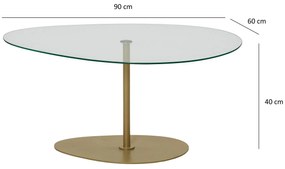 Mesa de Centro Porto – Transparente e Dourado – 90x40x60 cm