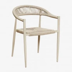 Pack De 4 Cadeiras De Jardim Empilháveis Com Braços Em Alumínio E Rattan Sintético Amatria Tapioca Bege - Sklum