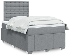 Cama com molas/colchão 120x200 cm tecido cinza-claro