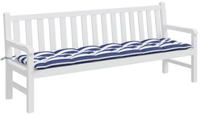 Almofadão p/ banco jardim 200x50x7 cm tecido riscas azul/branco
