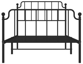 Estrutura de cama com cabeceira e pés 100x190 cm metal preto