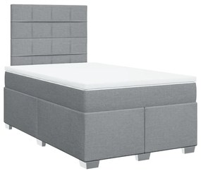 Cama boxspring com colchão 120x190 cm tecido cinzento-claro