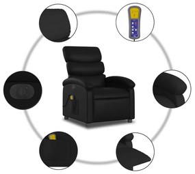 Poltrona massagens reclinável elétrica couro artificial preto