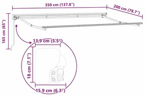 Toldo Retrátil Manual Cinzento-claro 350x200 cm