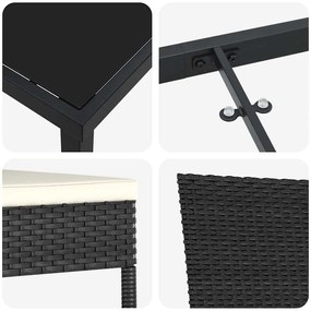 Conjunto de Jantar para Jardim com 5 Peças em Rattan Sintético Preto.
