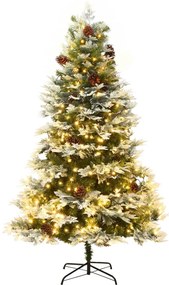 Árvore de Natal com pinhas pré-iluminada 195 cm PVC e PE verde