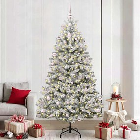 vidaXL Árvore de Natal Artificial Verde e Branco 240 cm PVC e Metal