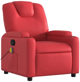 Poltrona de massagens reclinável couro artificial vermelho