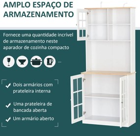 Aparador auxiliar de cozinha com amplo espaço de armazenamento Branco