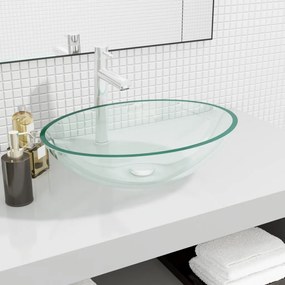 345237 vidaXL Lavatório 50x37x14 cm vidro transparente
