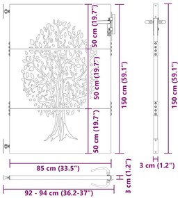 Portão de Jardim Preto 100 x 150 cm Aço com Revestimento em Pó