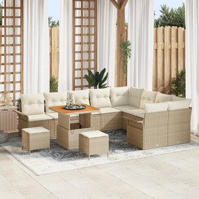 Conjunto de Sofá de Jardim VidaXL de 12 Peças com Almofadas Bege Ratta