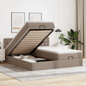 vidaXL Estrutura de cama otomana com colchões cappucino 180x200 cm