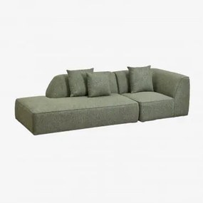 Sofá De Canto Modular Cardea De 2 Peças Com Chaise Longue Estofada À Esquerda Bouclé Verde Sálvia - Sklum