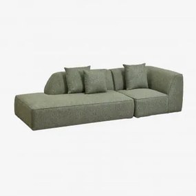 Sofá Modular De Canto Em 2 Peças Com Chaise Longue Esquerda Estofado Cardea Bouclé Verde Sálvia - Sklum