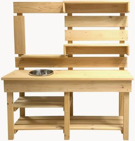 Cozinha de brincar em madeira para interior e exterior Mandu com acessórios, conjunto de 9