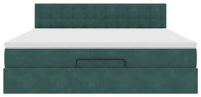 Estrutura de cama otomana com colchão 160x200 cm verde escuro