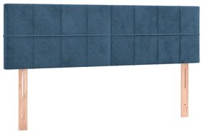 Cabeceira de cama c/ luzes LED veludo 144x5x78/88cm azul-escuro