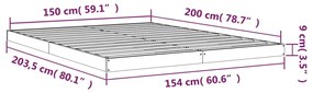 Estrutura de cama king size 150x200 cm madeira de pinho maciça