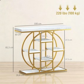 Mesa Consola de Entrada, 100 x 30 x 815 cm, 6 Prateleiras, Branco