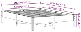 Estrutura de cama 140x190 cm madeira de pinho maciça