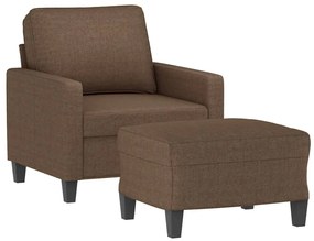 Poltrona com apoio de pés 60 cm tecido castanho