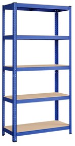 Estante de 5 camadas SONGMICS, estante de aço para armazenamento, montagem sem ferramentas, para garagem, galpão, capacidade de carga 875 kg, 40 x 90 x 180 cm, azul GLR040Q01