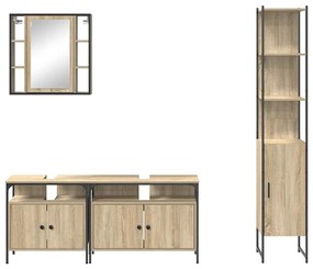 Conjunto de Móveis para Banheiro 4 pcs Carvalho sonoma