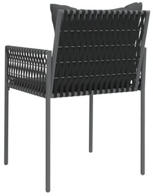 Cadeiras jardim c/ almofadões 4 pcs 54x61x83 cm vime PE preto