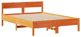 Cama sem colchão 140x200 cm madeira pinho maciça castanho-mel