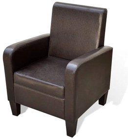 Poltrona em couro artificial castanho
