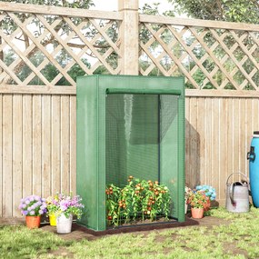 Estufa de jardim 100 x 50 x 150 cm, estufa de varanda, lona reforçada com PE, estrutura em aço, porta enrolável com fecho de correr, verde