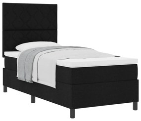 vidaXL Cama Box com colchão com cabeceira Preto 100 x 200 cm tecido