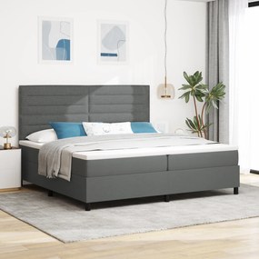 vidaXL Cama Box com Colchão Cinza Escuro 200x200 cm Tecido