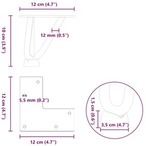 Pernas de grampo para mesa de centro 4 peças pretas 10 cm aço maciço