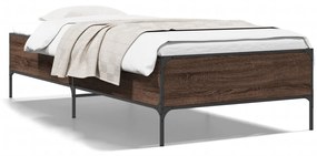 Estrutura de cama derivados de madeira/metal carvalho castanho