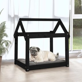 Cama para cães 71x55x70 cm madeira de pinho preto