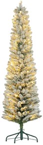 HOMCOM Árvore de Natal 180 cm Árvore de Natal Artificial Nevada com 150 Luzes LED 329 Ramos Verde e Branco
