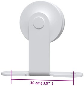Kit de ferragens para porta deslizante 183 cm aço branco