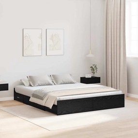 vidaXL Estrado de cama com arrumação Carvalho preto 160 x 200 cm
