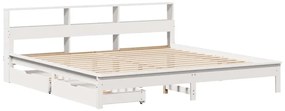 Cama com estante sem colchão 180x200 cm pinho maciço branco