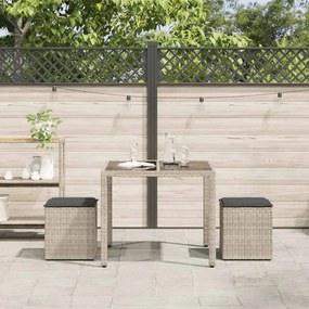 Bancos de jardim almofadas 2unid 40x40x43cm vime PE cinza claro