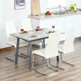 Conjunto de 4 Cadeiras de Sala de Jantar (MESA NÃO INCLUIDA) com Assento Acolchoado e Pés de Metal Cadeiras Cantilever Modernas 45x61x98 cm Creme