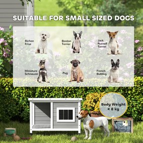 Casota para Cães de Madeira Casa para Animais de Estimação com Teto Asfáltico Impermeável e Janela 85,5x62x60cm Cinza