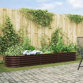vidaXL Canteiro de jardim elevado Castanho 320 x 80 x 44 cm Aço