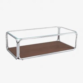 Rectangular Coffee Table 120x60 Cm In Iron And Tempered Glass Kavena Transparente - Sklum
